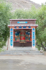 Prayer wheel at the Rizong Monastery, Ladakh, India