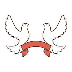 doves of peace with ribbon