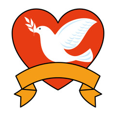 heart with dove of peace icon