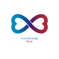 Love Forever conceptual logo, vector symbol created with infinity loop and male Mars an female Venus signs. Relationship creative idea.