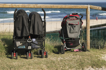 Strollers by the beach