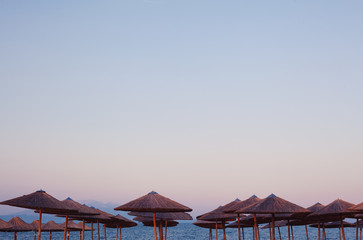 Sun Umbrellas and Sea