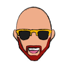 Man with hat smiling cartoon icon vector illustration graphic design