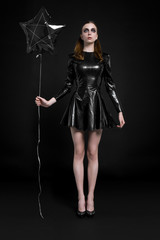 Beautiful goth mistress evil girl - obrazy, fototapety, plakaty