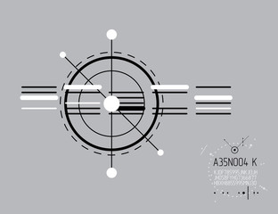 Engineering technology vector wallpaper made with circles and lines. Technical drawing abstract background. Art graphic illustration.
