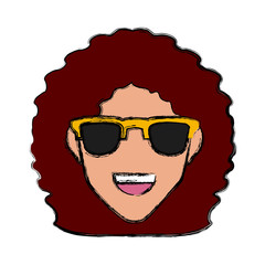 Woman with hat smiling cartoon icon vector illustration graphic design