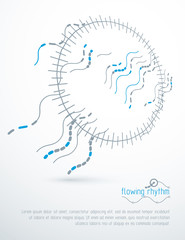 Flowing rhythm, abstract wave lines vector background for use as advertising poster or banner design.