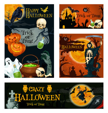 Halloween holiday trick or treat night banner