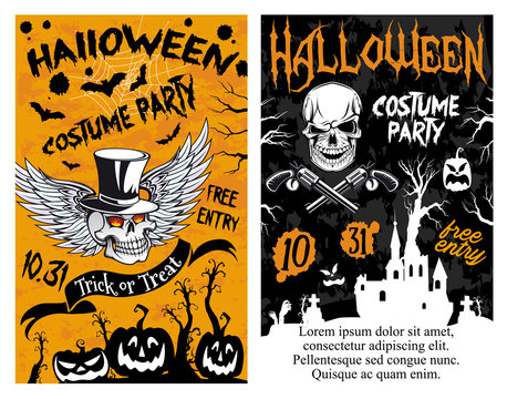 Halloween party vector trick ot treat night poster