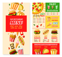 Vector fast food restaurant menu template