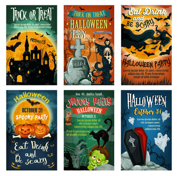 Halloween holiday retro poster for party design