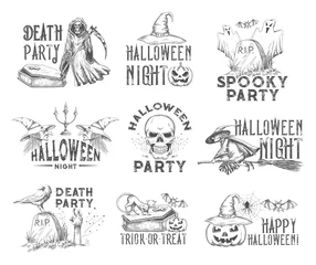 Deurstickers Halloween holiday night party sketch icon © Vector Tradition