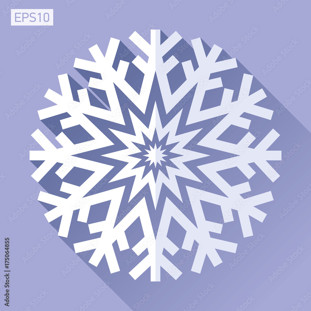 Poster snowflake icon in flat style on color background. ice crystal. vector winter design element for you 