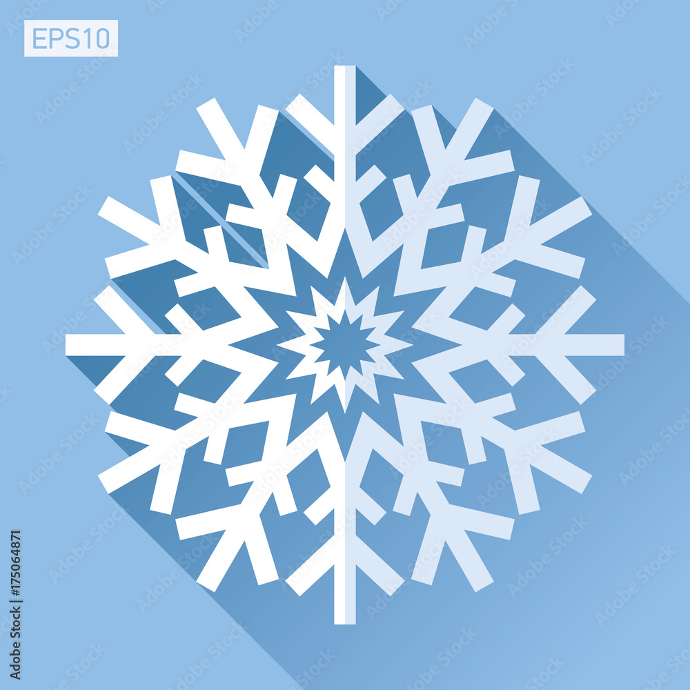 Poster snowflake icon in flat style on color background. ice crystal. vector winter design element for you 