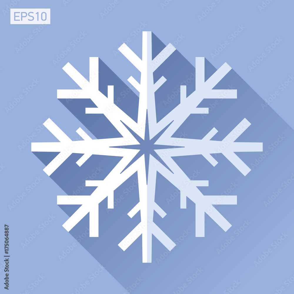 Poster snowflake icon in flat style on color background. ice crystal. vector winter design element for you 