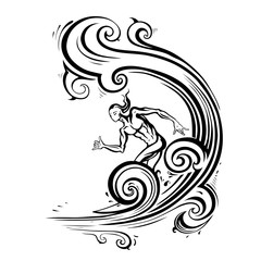 Surfer man on the wave.