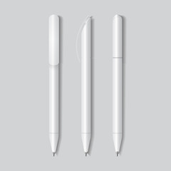 White Pen, Pencil, Marker. Branding Stationery Template. Vector illustration. Mock Up Template