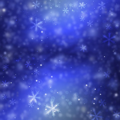 Christmas fantasy, winter background with snowflakes and stars