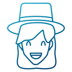 Woman with hat smiling cartoon icon vector illustration graphic design