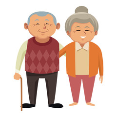 Cute grandparents couple cartoon icon vector illustration graphic design