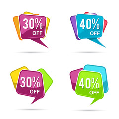 Sale And Discount Label Sticker Vector Set Element
