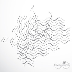 Obraz premium Abstract wavy lines rhythm pattern. Vector technical background, artistic graphic illustration.