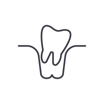 Tooth Extraction Vector Line Icon, Sign, Illustration On White Background, Editable Strokes