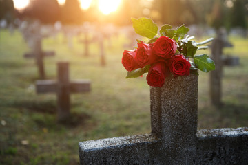 There are plenty of tombstones in the cemetery - 175066663