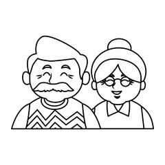 Cute grandparents couple cartoon icon vector illustration graphic design