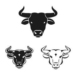 Bull ancient emblems elements set. Heraldic vector design elements collection. Retro style label, heraldry logo.