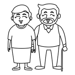 Cute grandparents couple cartoon icon vector illustration graphic design