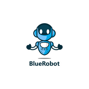 Blue Robot Logo Template Design