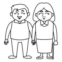 Cute grandparents couple cartoon icon vector illustration graphic design