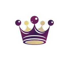 Royal Crown vector illustration. Heraldic design element. Retro style logo. Ornate logotype isolated on white background.