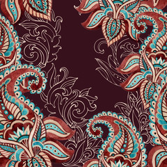 Paisley seamless pattern. Watercolor indian ornament
