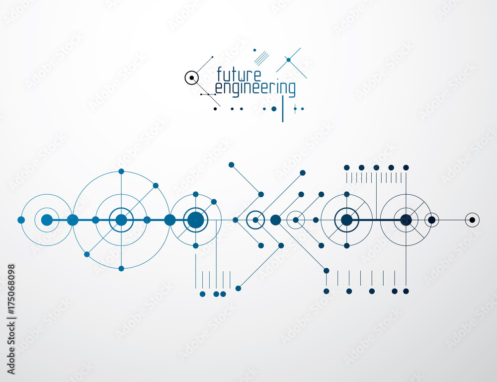 Poster engineering technology vector wallpaper made with circles and lines. technical drawing abstract back
