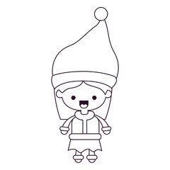 santa claus woman cartoon full body face happiness expression silhouette on white background