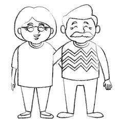 Cute grandparents couple cartoon icon vector illustration graphic design