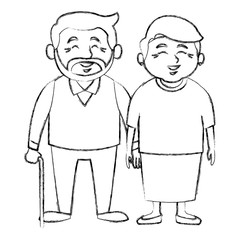 Cute grandparents couple cartoon icon vector illustration graphic design