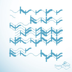 Naklejka premium Abstract wavy lines rhythm pattern. Vector technical background, artistic graphic illustration.