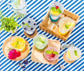 iced fruit juice with soda, refreshment drinks