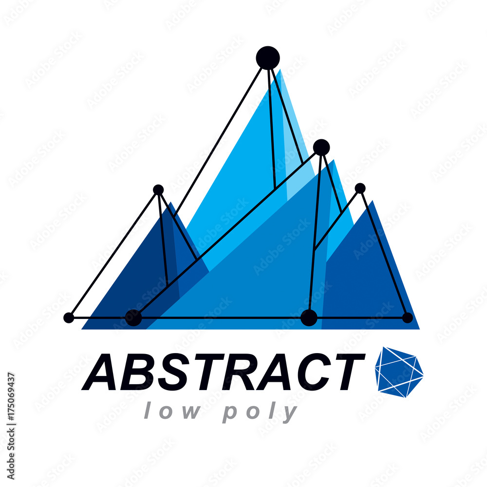 Aufkleber abstract three-dimensional shape, vector design element. innovation technologies abstract emblem.