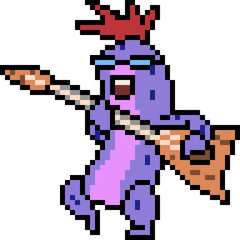 vector pixel art monster guitar