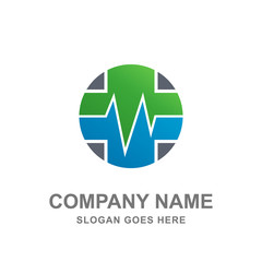 Round Medical Healthcare Heartbeat Logo Vector Icon 
