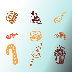 candies line icons set , vector illustration, sweetest day