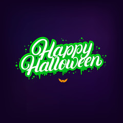Happy Halloween hand written lettering quote.