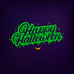 Happy Halloween hand written lettering quote.