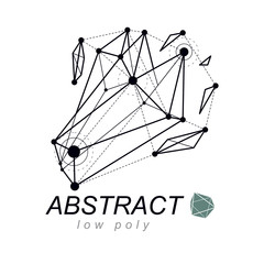 Abstract three-dimensional shape, vector design element. Innovation technologies abstract emblem.
