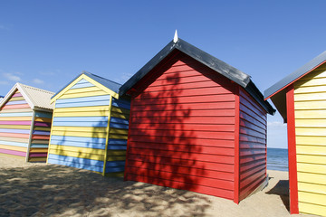 Fototapeta na wymiar Beach huts on Brighton Beach Australia