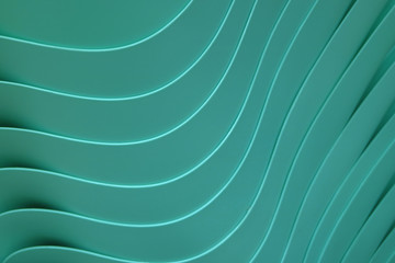 Beautiful curve lines of piled up teal color plastic bowls, for pattern and background 